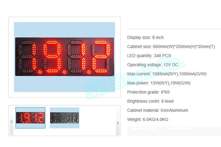 Alibaba whosale price gas price 7 segment led display 8 inch