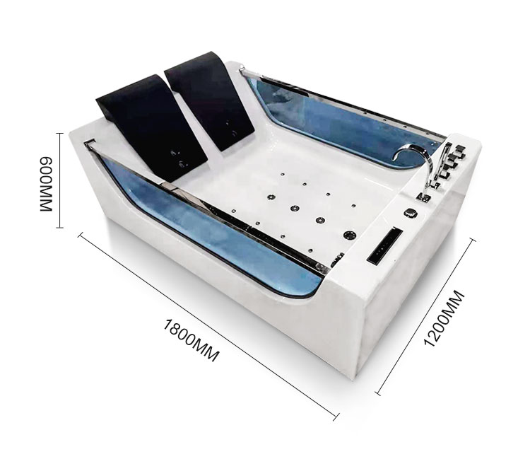1800mm 2 Person Corner Bathtub With Jets 2 Seat Hydromassage Acrylic