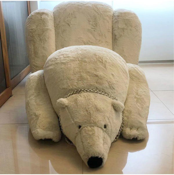 Cream Teddy Bear Fabric Chair Armchair Lounge Accent Living Room Italian