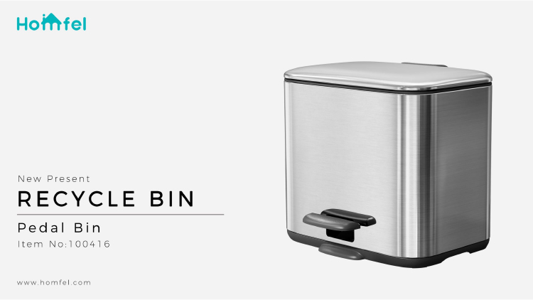 2 Division Stainless Steel Pedal Bin Household Trash Can for Stylish and Sustainable Recycling Solution