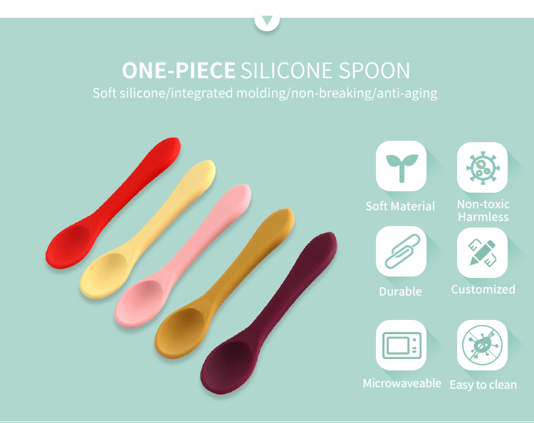 Safe BPA Free Silicone Infant Spoons Non Toxic Microwaveable