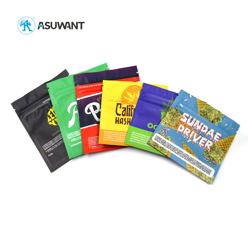 Customized Logo Biodegrabale Child Proof Zipper Bags Cocaine Packaging Stand Up Pouches