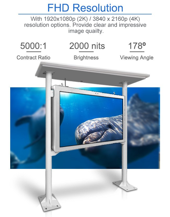 100 Inch Weatherproof Outdoor LCD Digital Signage For Media Player Use