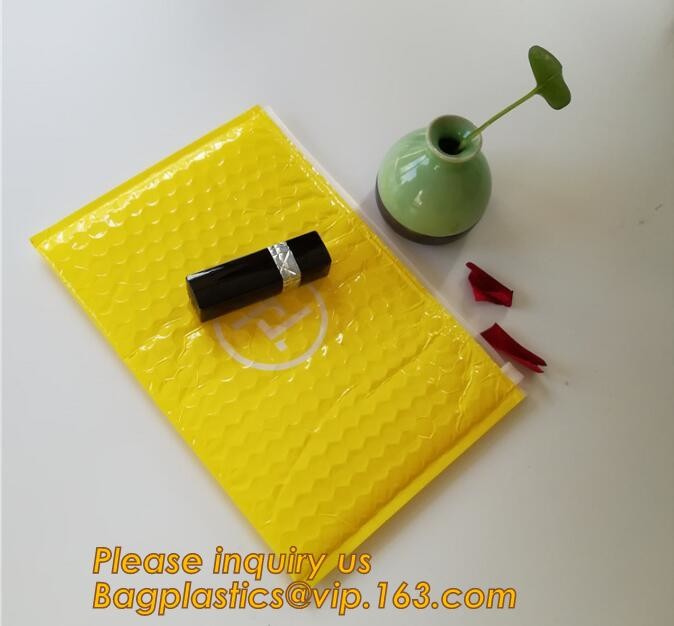 Holographic Factory Shiny gold Cosmetic bag Zipper Bubble Bag zip-lock Slider Padded Mailer metallic bubble zipper bagea