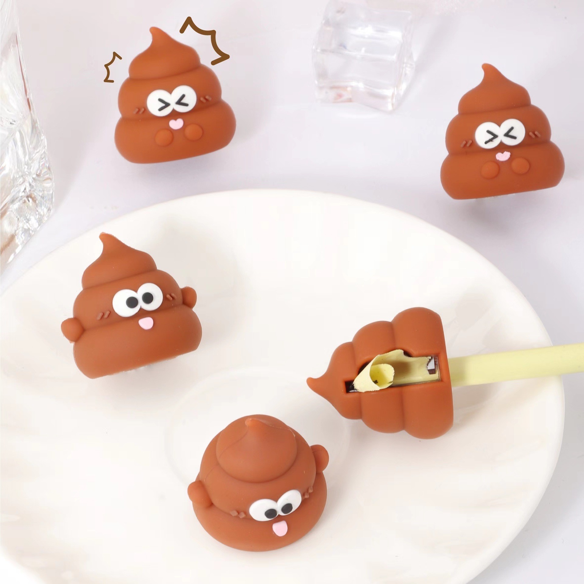 Poop Manual Pencil Sharpener For Kids Kawaii School Office Supplies Gift Mini Silicone Stationery