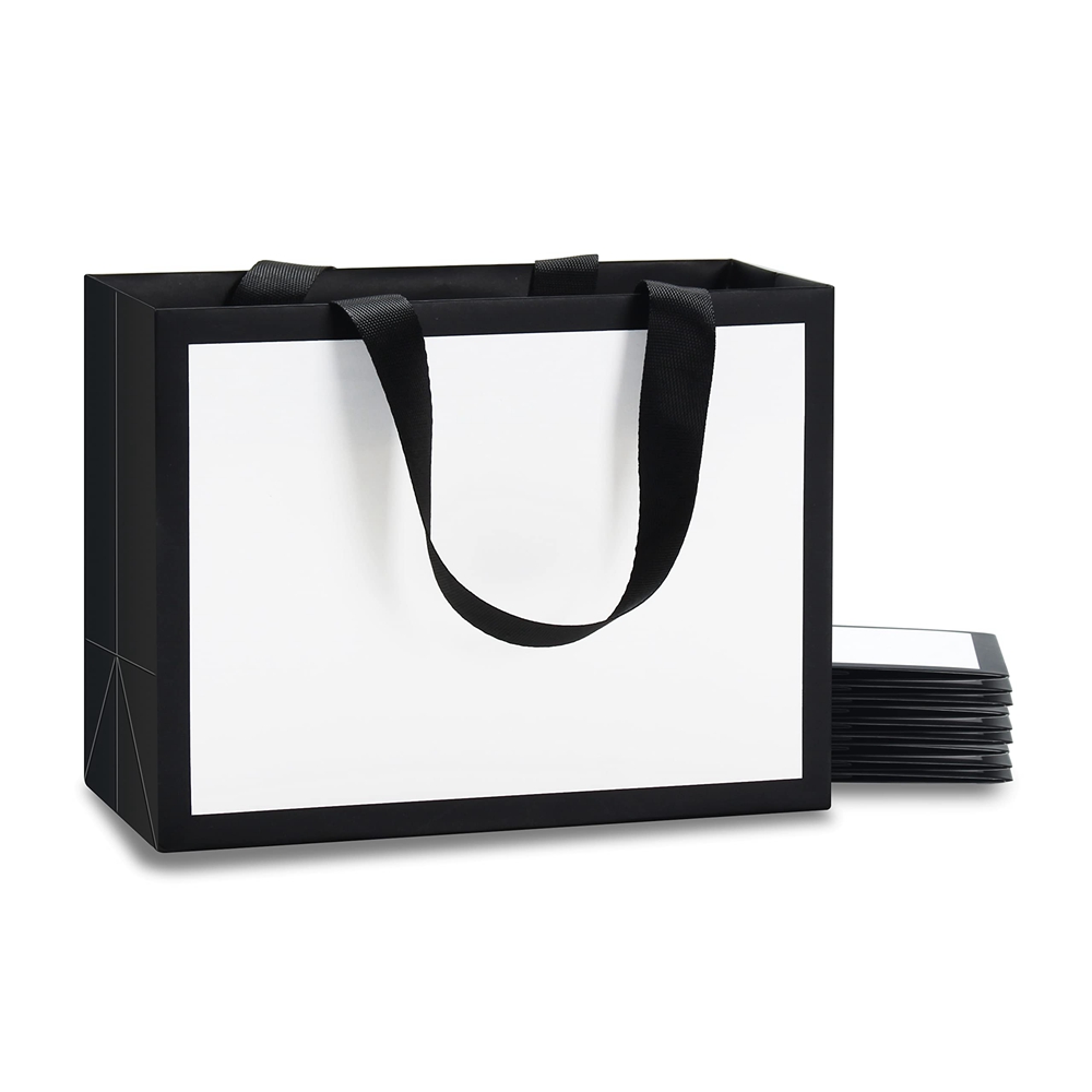 Large White Card Hot Stamping Custom Logo Printing Paper Bag for Clothes and Boutiques