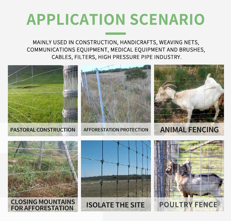 High Quality Farming Wire Mesh Fence Vestock Wire Grassland Fence Electro Galvanized Cattle Fence For Animals