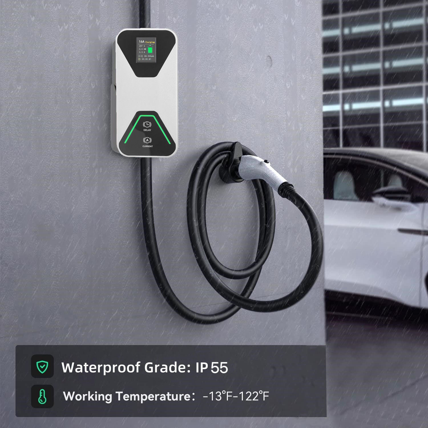 Portable EV Charger Type 1 Type 2 Electric Car Charger 8A To 16A Adjustable EV Charging Station With Schuko Plug