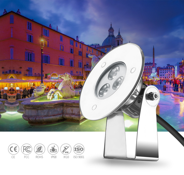 Muti Color Underwater Led Lights , External Control Underwater Lights Bulb 3w