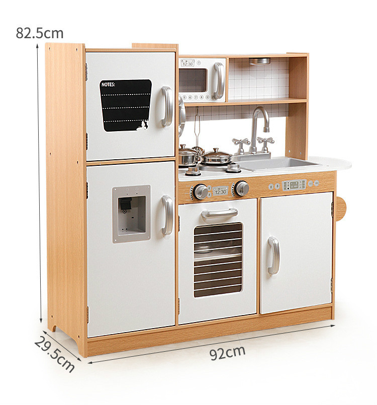 Large 82.5cm Refrigerator Wooden Miniature Kitchen Set Stove White Black