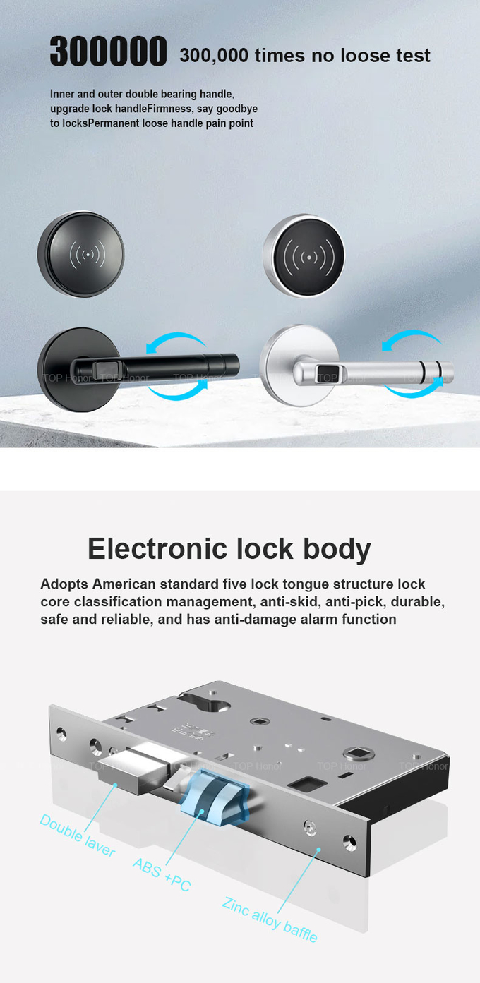 Digital Semiauto Handle Hotel Smart Locks Baking Vanish Aluminium Alloy Material
