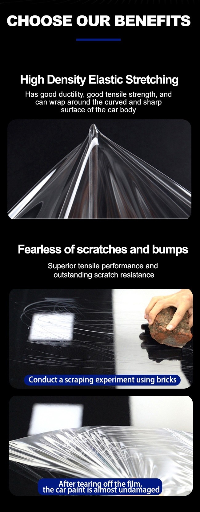 10 Mil Clear TPU Self Healing Sand Proof Installation-Friendly Car PPF