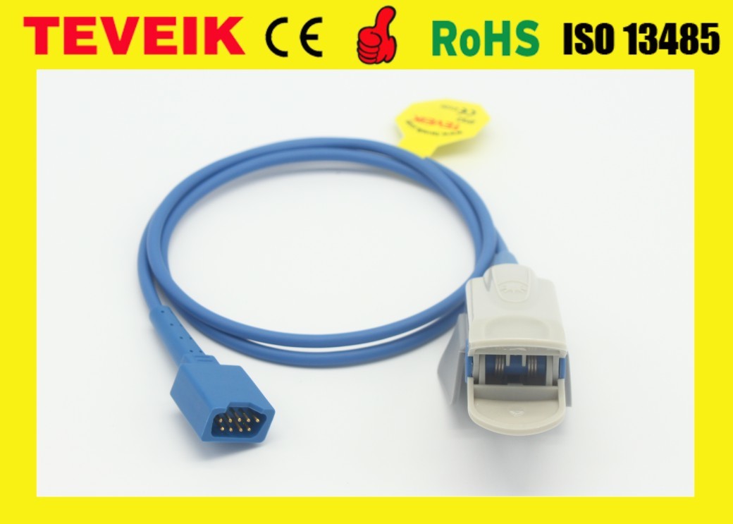 Reusable Dolphin 2150 2100 adult finger clip SpO2 Sensor with 9pin connector, 1m