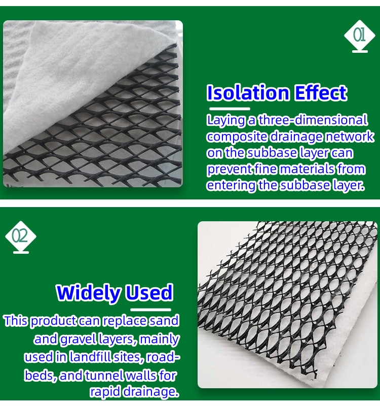 50m Prefabricated 3D Composite Drainage Network for Effective Subgrade Water Drainag