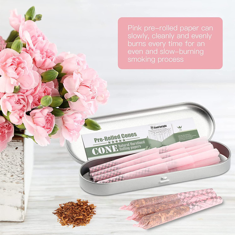 Pink 1 1/4 Size Rice Organic Cigarette Rolling Papers With Tips