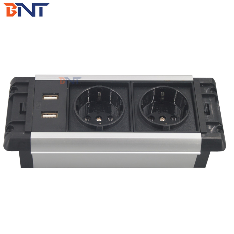 BNT EU popular installed in high-tier office room table connection box with EU power/USB/1.5M cable partition tabletop s