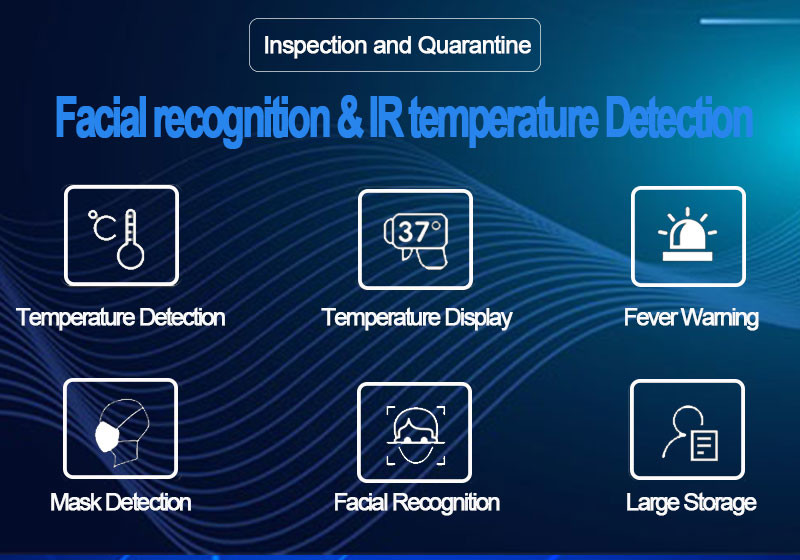 Android 5.1 2 Fill Lights 350cd/㎡ Face Recognition Temperature Measurement