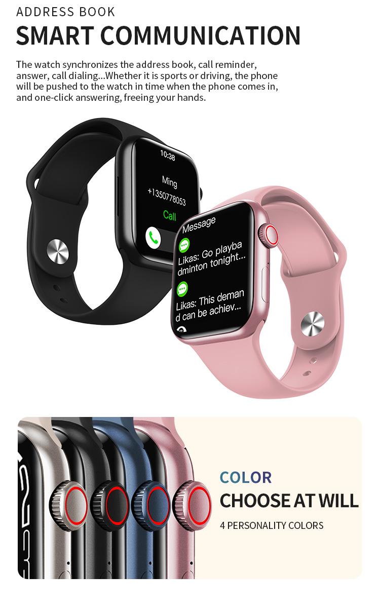 2021 New Style 1.77inch320*380TFT Square Screen View Health Data of Relatives and Friends Wallet Function Push Hl57 PRO NFC Smart Watch
