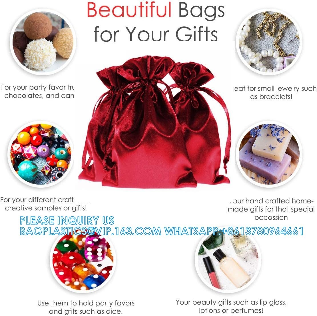 Satin Gift Bags, Jewelry Bags, Wedding Favor Drawstring Bags Baby Shower Christmas Gift Bags