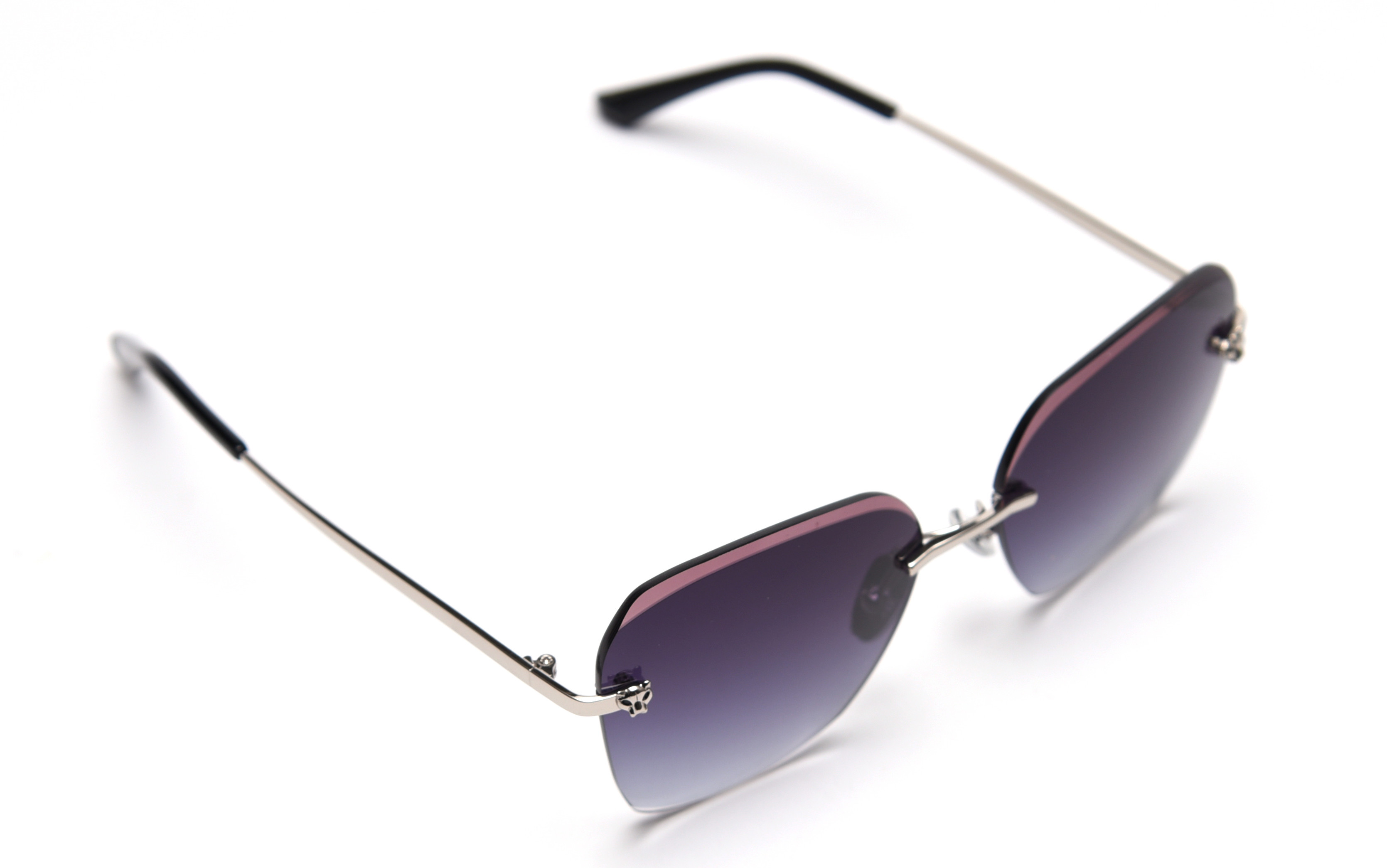 Rectangle Trimmed Women Rimless Crystal Sunglasses 140mm Metal Frame Polarized