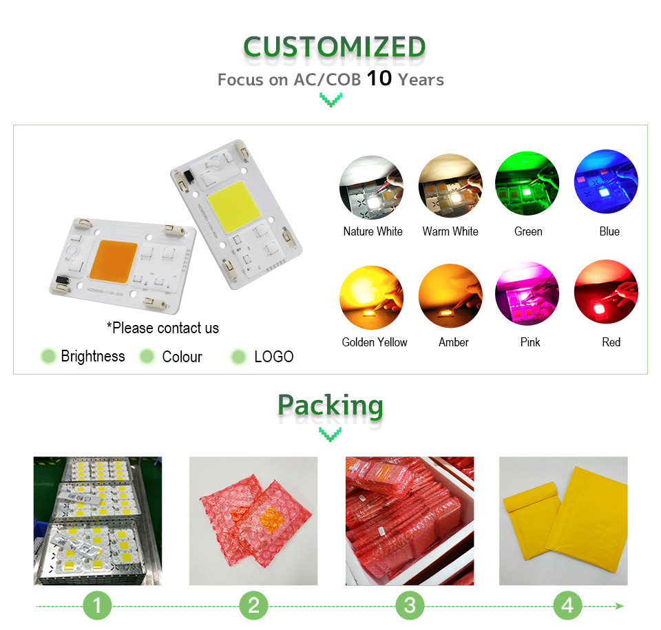 No Need Driver COB LED Grow Chip Size 50mm For Flower Seedling Plant Light