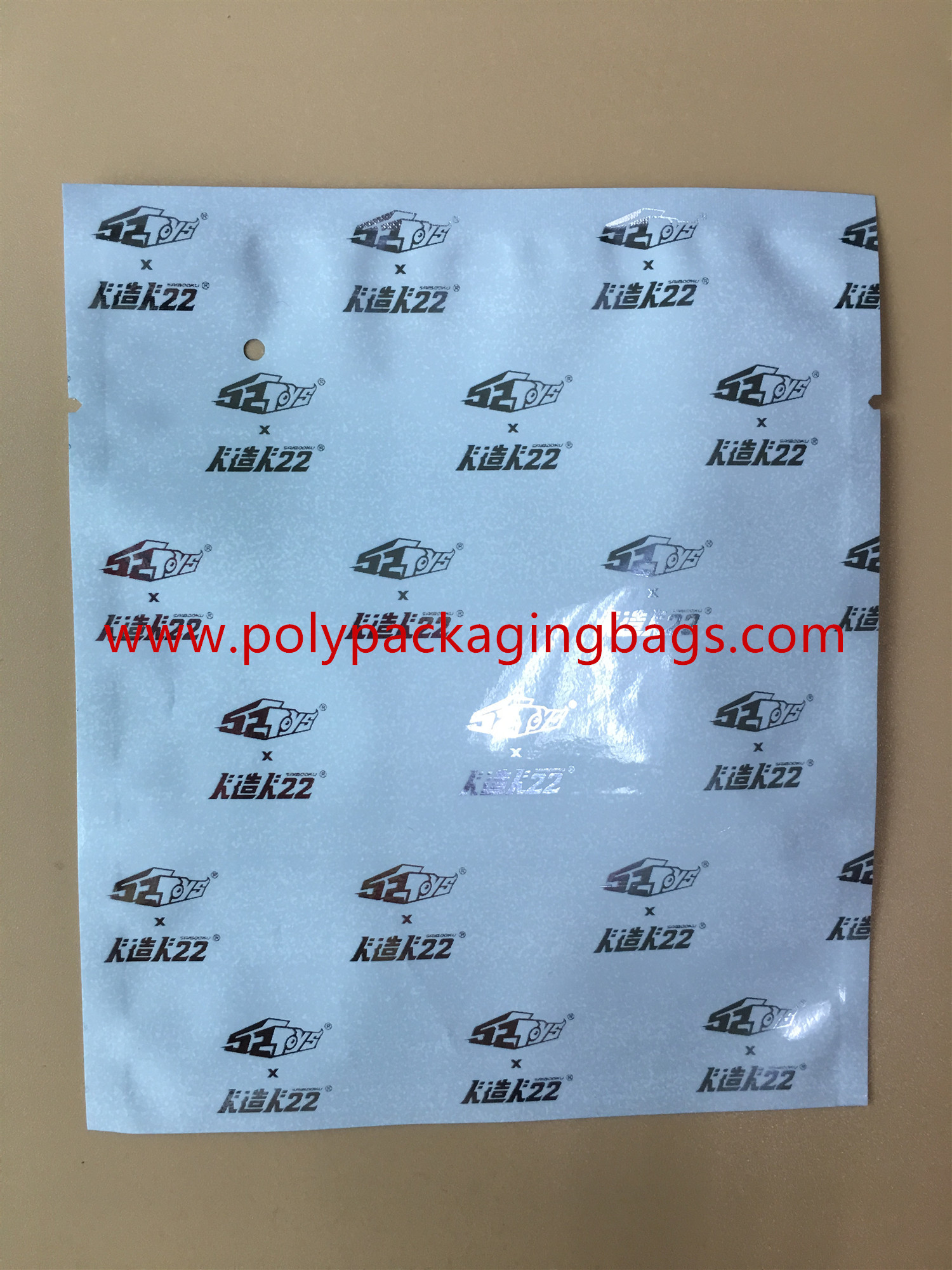 Custom White Three - Side Seal Aluminium Foil Bag With 2 Colors Gravure Printing