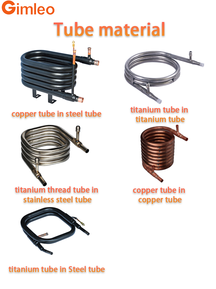1 M3/H Copper Tube Miniwatt Coaxial Coil Heat Exchanger For Refrigerant Pump GY-0060C