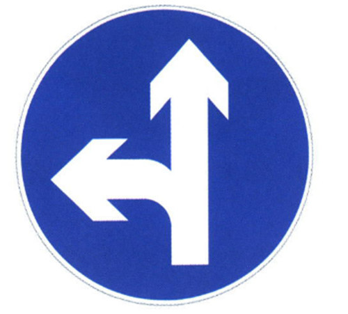 Road Turn Sign Sheet Direction Sign Board Round Traffic Steel Board with Bule And White Color