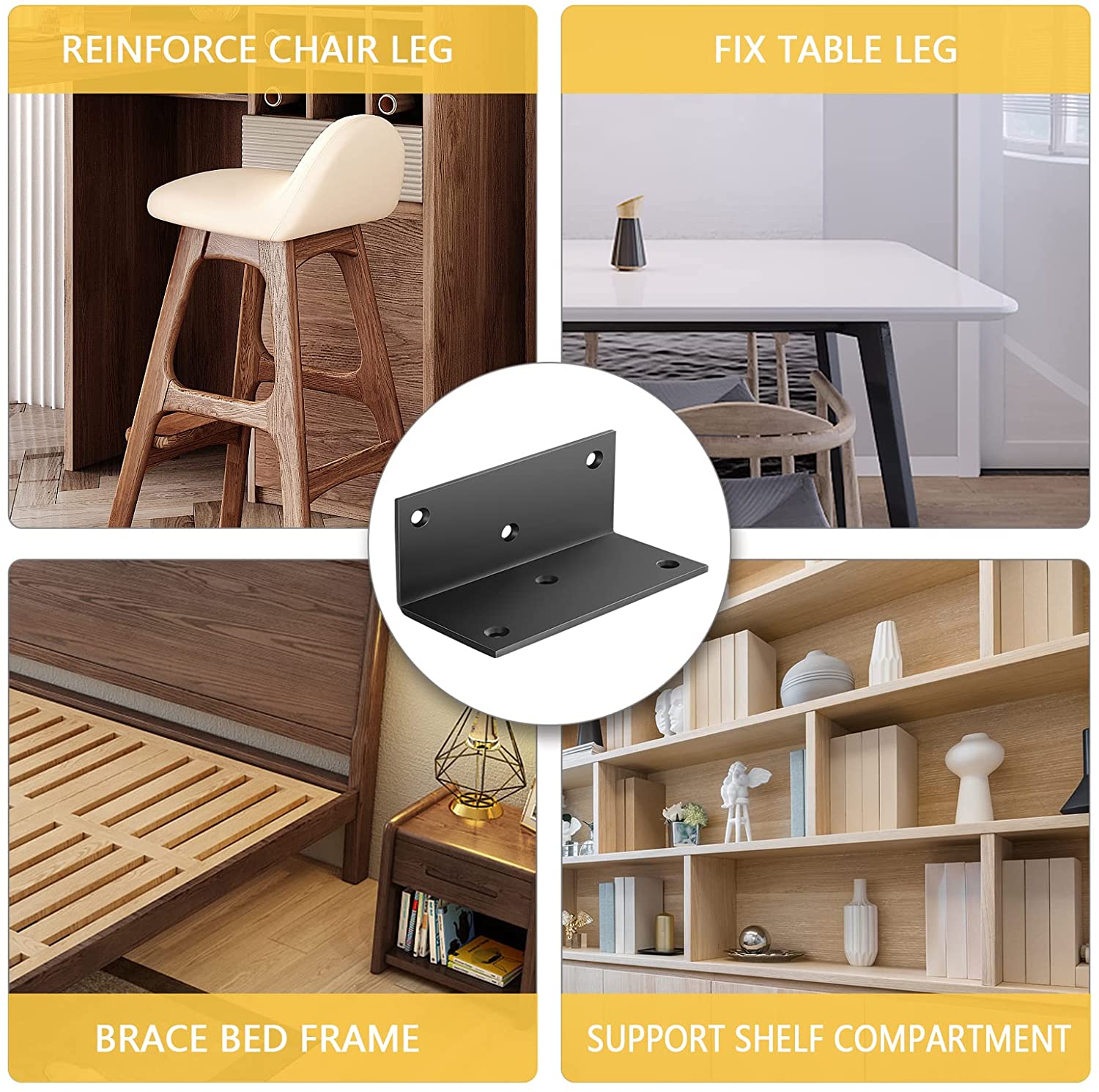 Customized Instruction Black Steel Corner Bracket for Furniture Hardware Included