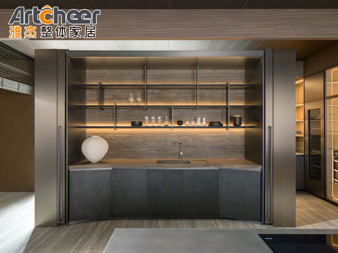 Modern Melamine Wood Doors rta kitchen cabinet Custom Islands and Countertop Sample