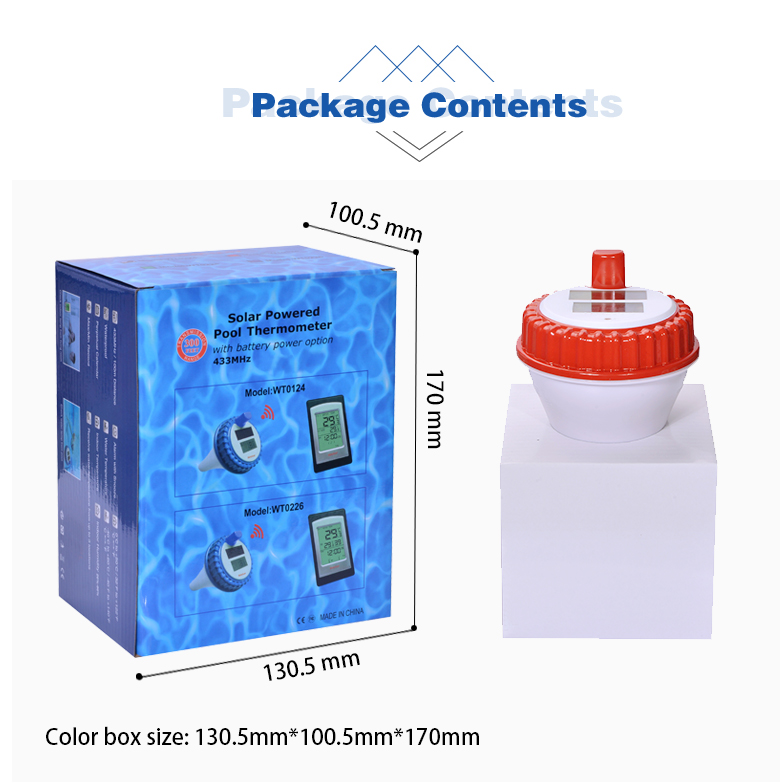 ±1.0°C Temperature Accuracy Wireless Solar Digital Pool Thermometer In Red And Silver