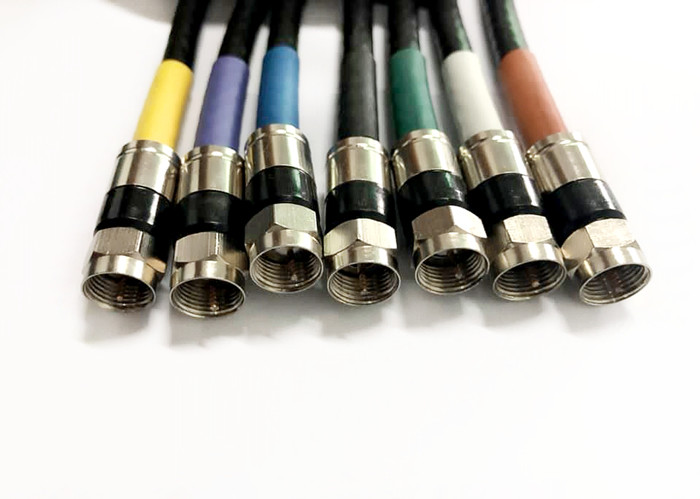 F Plug Compression RG6U Coaxial Wire Connectors , Coaxial Power Connector