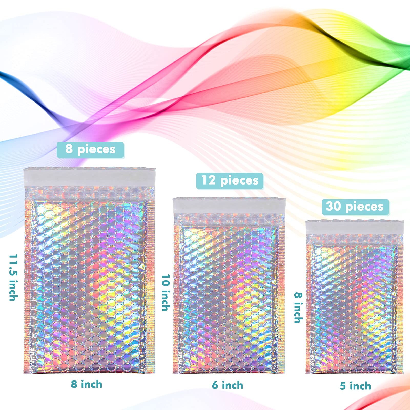 Adhesive Seal Closure Envelopes Shipping Bags Rainbow Color For Mailing Packing