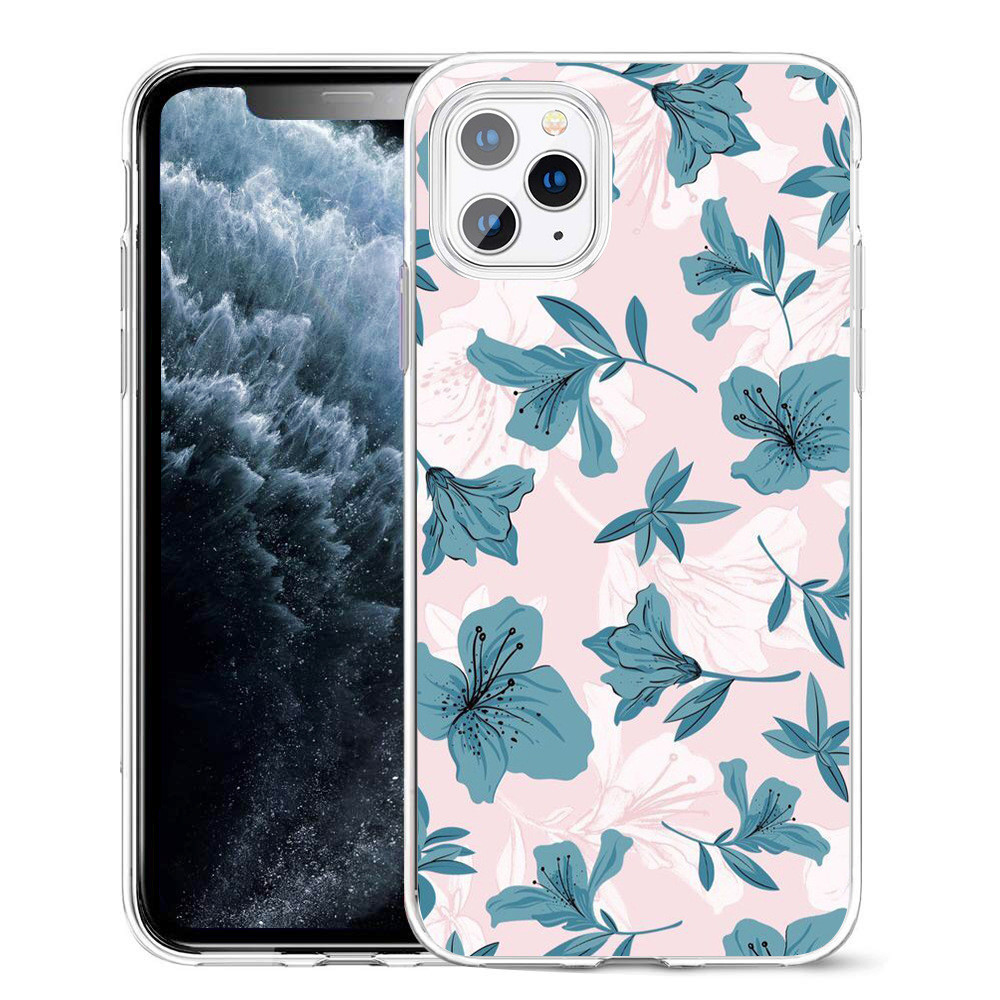 High Clear Camera Protection Phone Cases For Iphone 12 pro max Floral Leaf Pattern