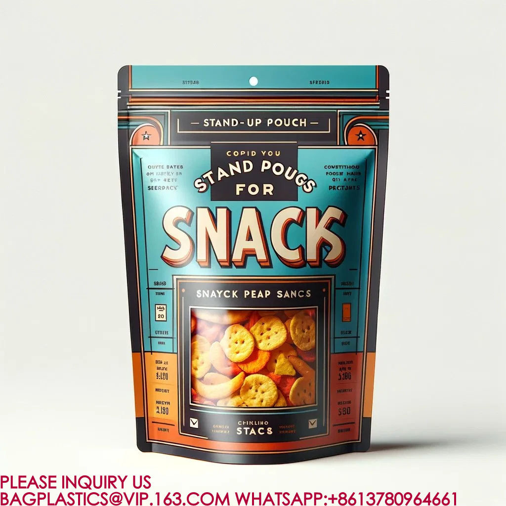 Resealable Zip Stand-Up Pouch Candy Snack Cookie Bag Plastic Packaging Aluminum Foil Bag