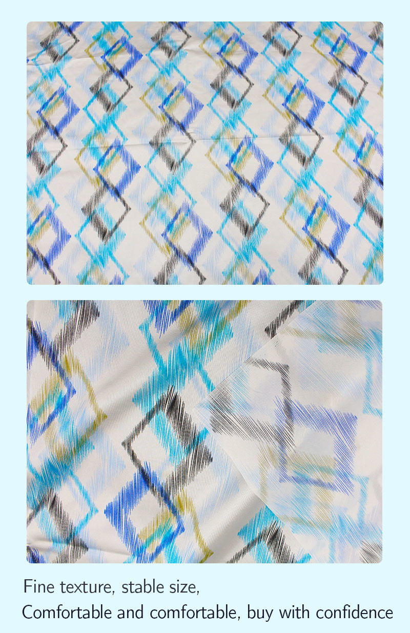 Polyester Geometric Printing Mattress Quilting Fabric 55gsm