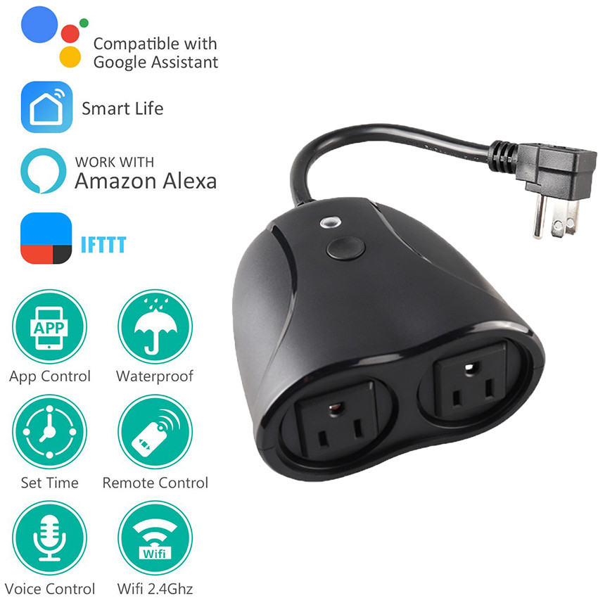 Outdoor Wifi Smart Plug Remote Control Socket With Alexa Iffft Google Assistant