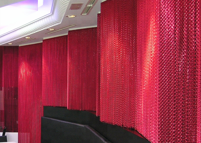 Anti-static Hook Chain Link Metal Mesh Curtain Anodized Aluminium Material