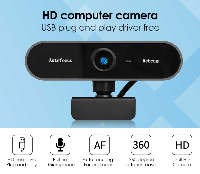 1080P Autofocus Webcam with Microphone USB Web Camera Streaming WebCam for Video Calling Webcam