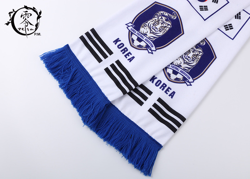 Fleece World Cup Sports Printed Scarf , Soccer Team Korea Sublimated Scarf