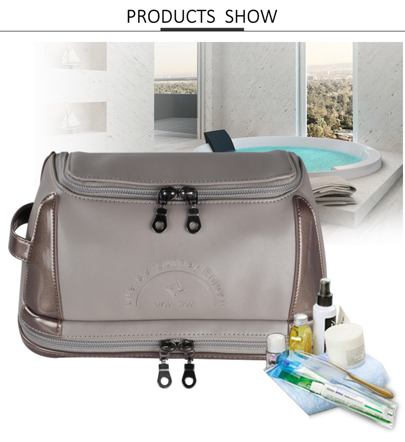 Mens Zipper Closure PU Make Up Storage Organizer