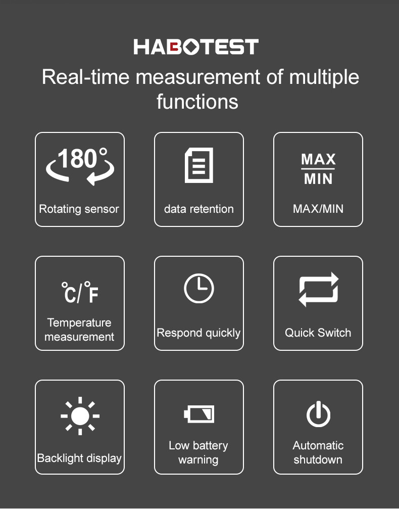 HT603 200,000 Lux Auto Digital Lux Meter Light Meter Digital Illuminance Meter