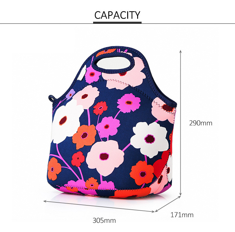 Flower Printing Waterproof Neoprene Bento Cooler Bag