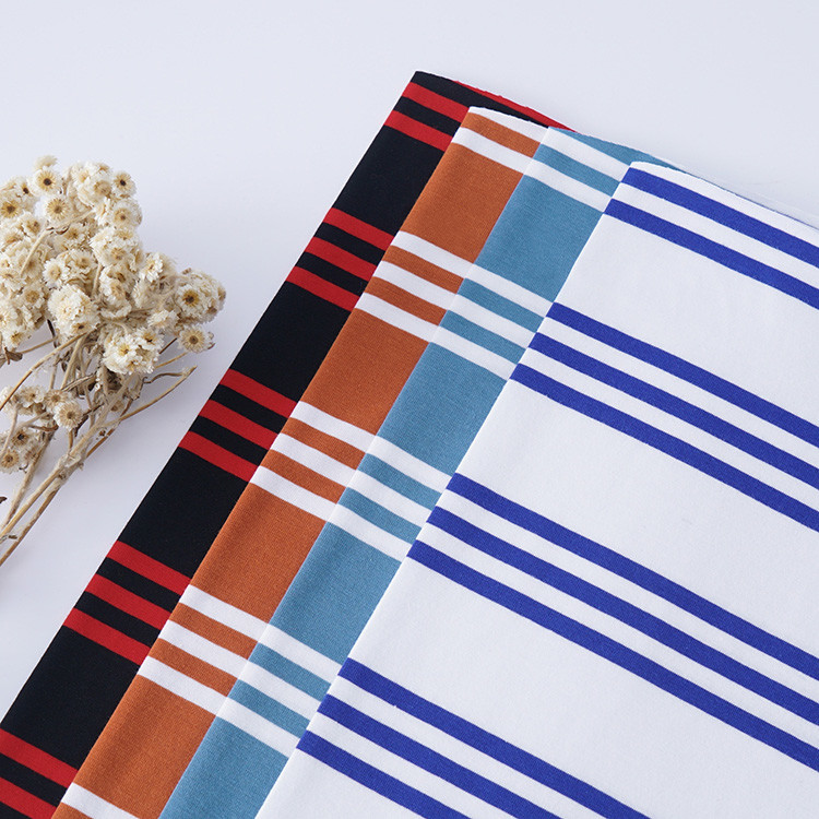 Breathable And Comfortable And Fashionable Healthy Striped Knit Fabric For T-Shirt