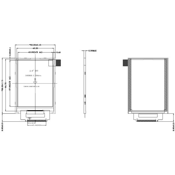 2.8 Inch TN TFT LCD Screen 240 * 320 MCU Interface For Industrial Display Terminals