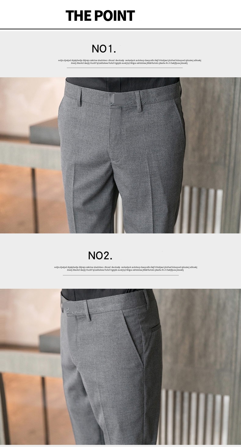 Slim Fit Office Trousers in Black Perfect for Formal Business Attire Zipper Fly Closure