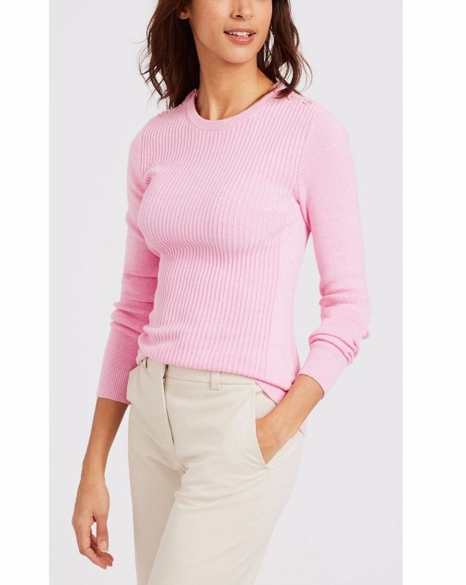 WOMEN'S 54% COTTON/44% MODAL/2% SPANDEX PULLER KNITTED RIB SWEATER