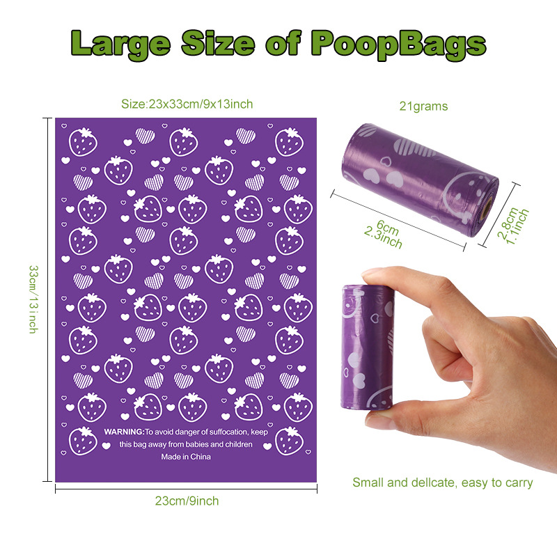 2 Rolls for Delivery 15 pcs Degradable Imported Raw Materials PET Dog Cat POP Garbage Bag