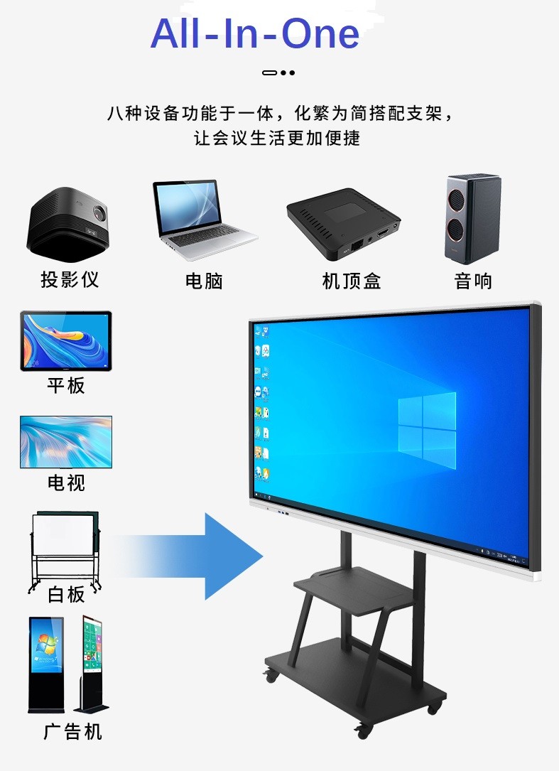 98 Inch China Portable Smart LCD Interactive Whiteboard Touch Screen With OPS