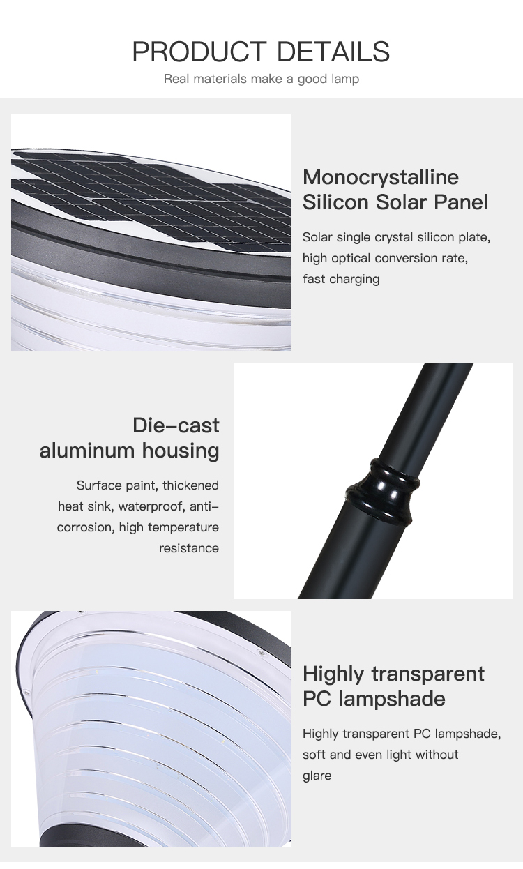 100Lm Integrated Solar Garden Light Waterproof aluminum optically controlled solar lights For Lawn Walkway Yard Park